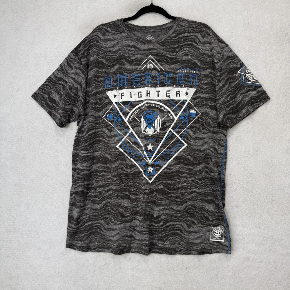 American Fighter Shirt Mens 3XL Gray Logo Graphic Tee Buckle Tagless Athletic